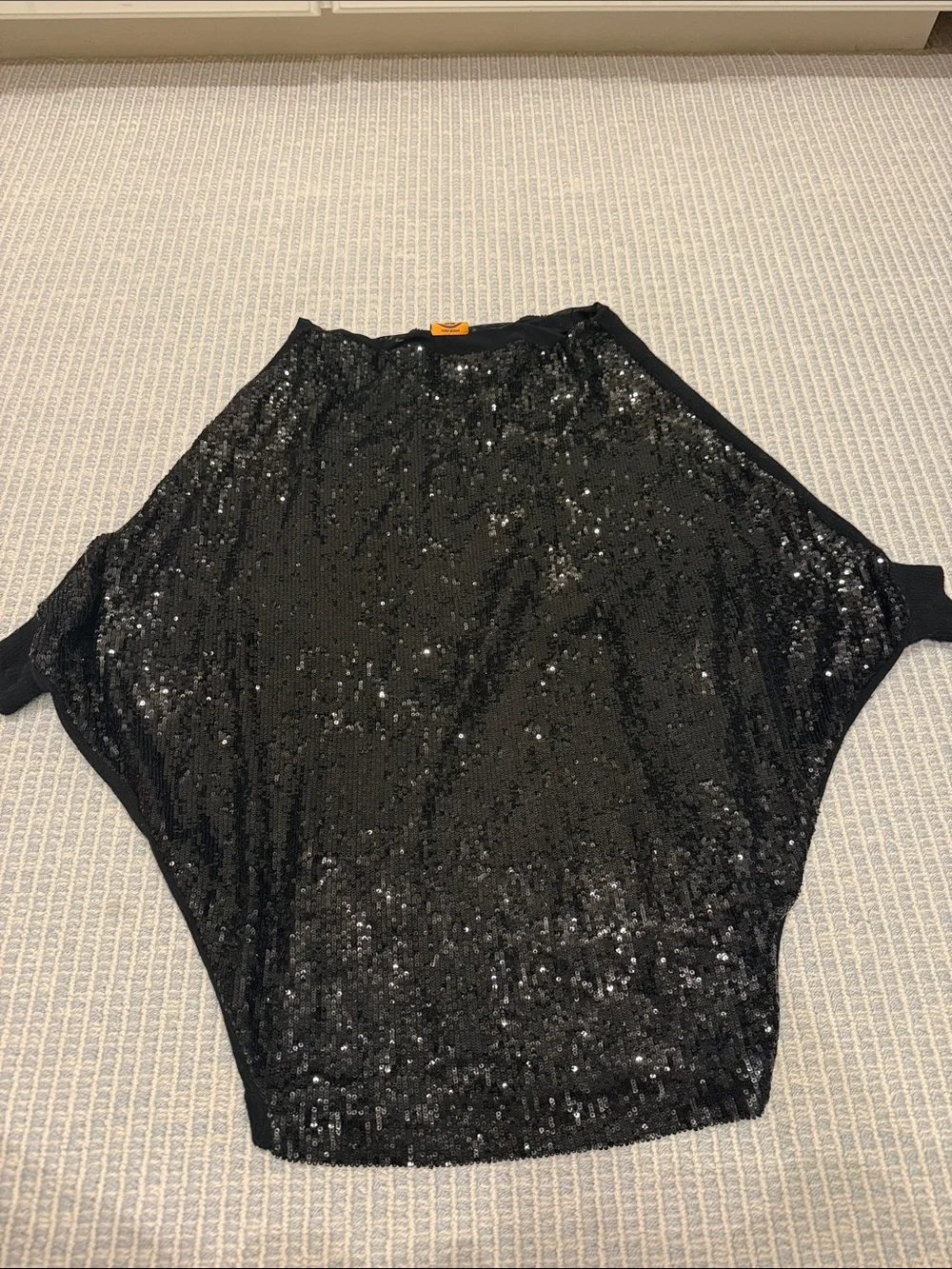 Tory Burch Black Sequin Dolman Sleeve Top
